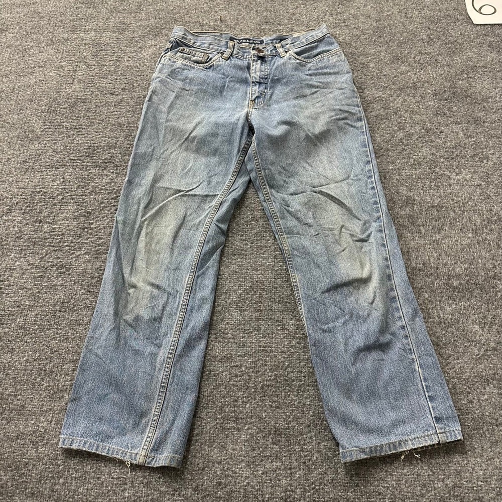 Nautica Jeans Mens Size 28 Blue Straight Leg Relaxed Denim Cotton 90s Vintage